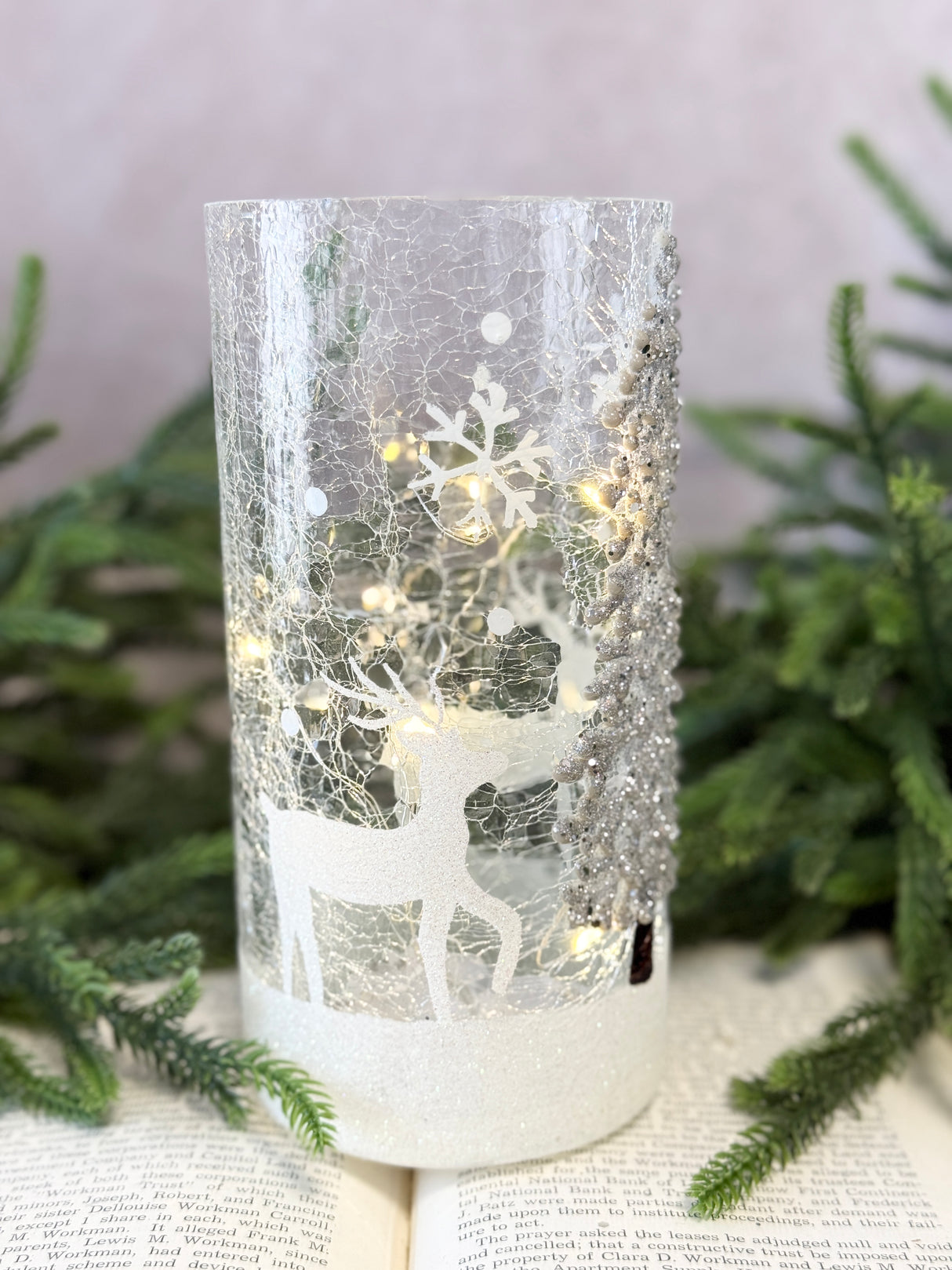 Silver Tree Lighted Pillar