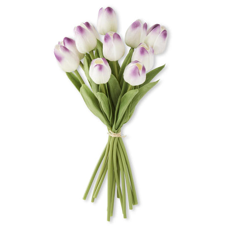 Purple & White Real Touch Mini Tulip Bundle