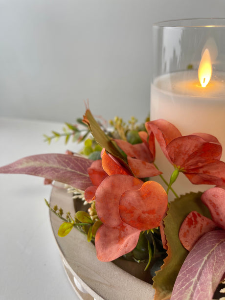 Autumn Hydrangea & Fall Grass Candle Ring