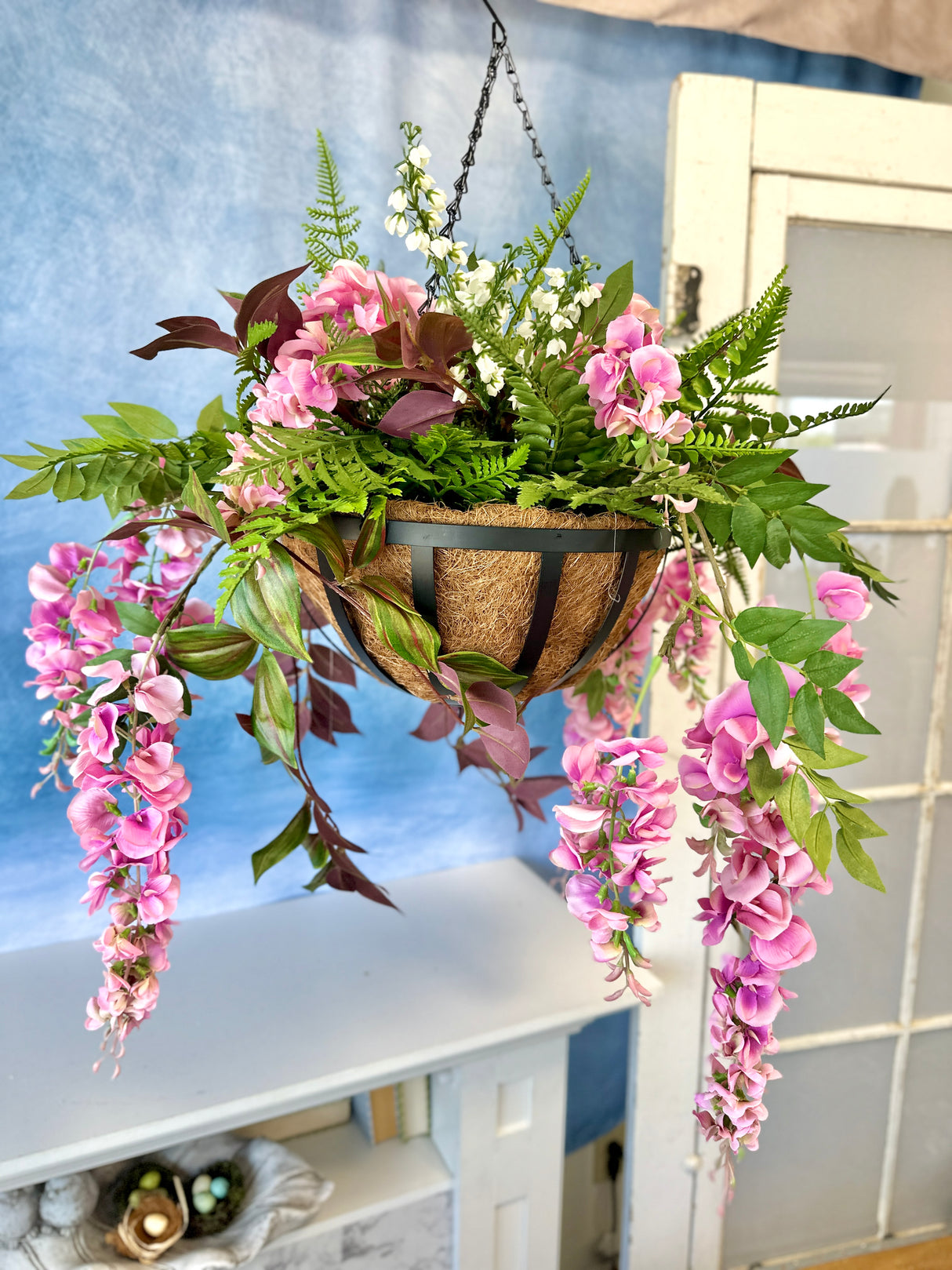 27" Pretty In Pink Hanging Basket
