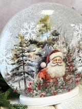 Lighted Santa Glass Accent