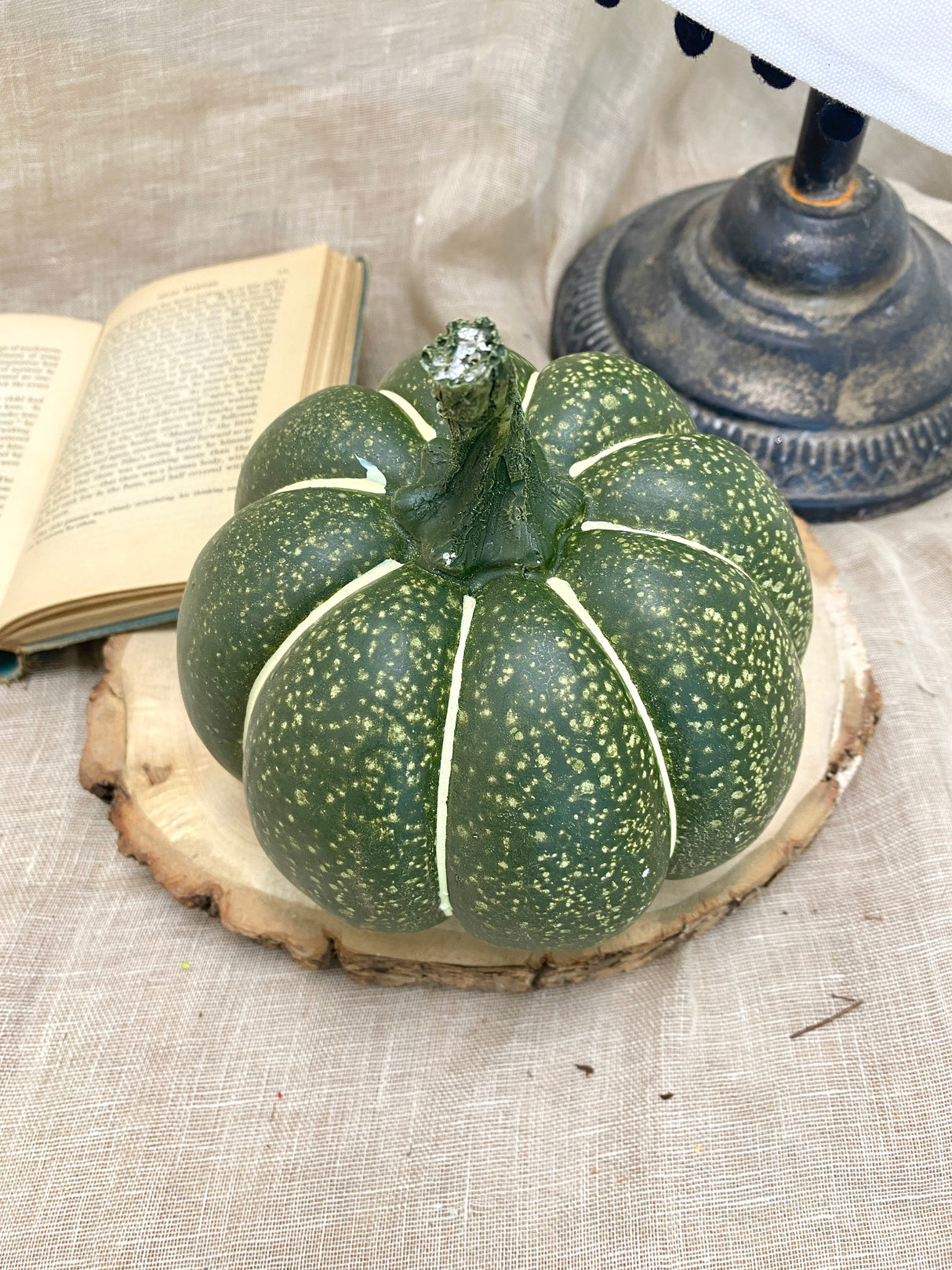 6" Green Spotted Pumpkin