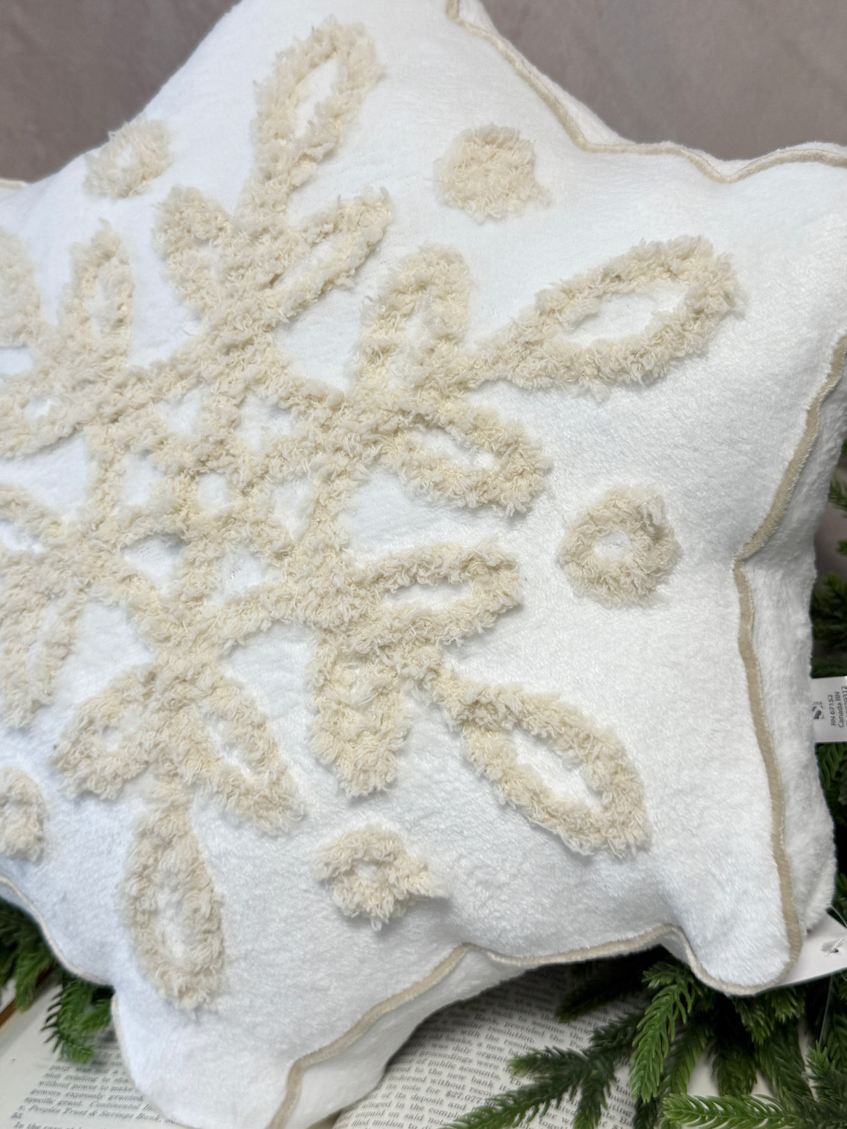 Crystal Frost Snowflake Poly Filled Throw Pillow