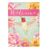 Welcome Hummingbird Burlap Garden Flag