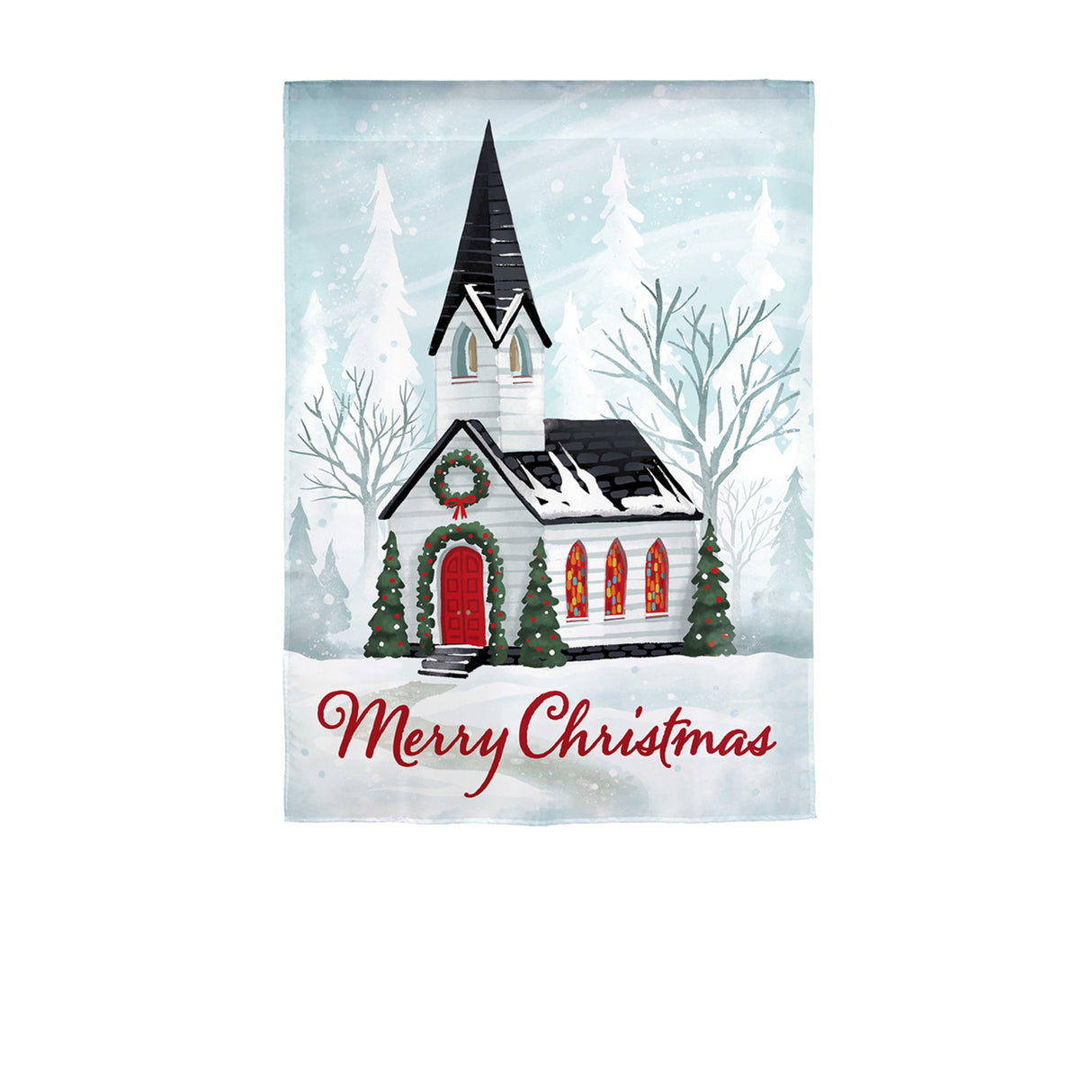 Winter Church Linen Garden Flag