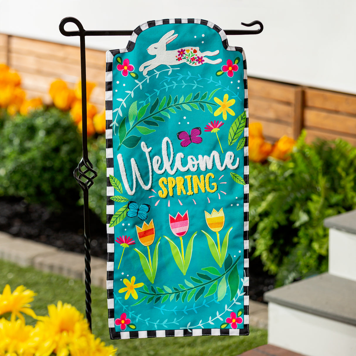 Welcome Spring Bunny Garden Flag