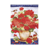 Red Geraniums Moire Garden Flag