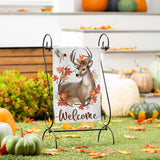 Autumn Deer Wreath Moire Garden Flag