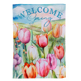 Tulip Fields Suede Garden Flag