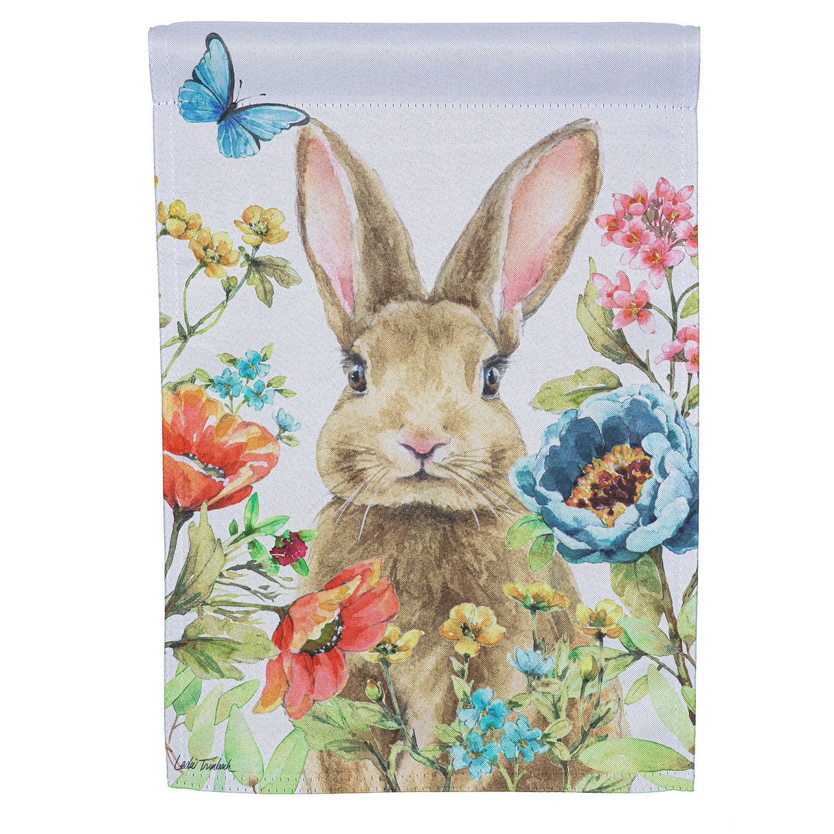 Garden Bunnies Suede Garden Flag