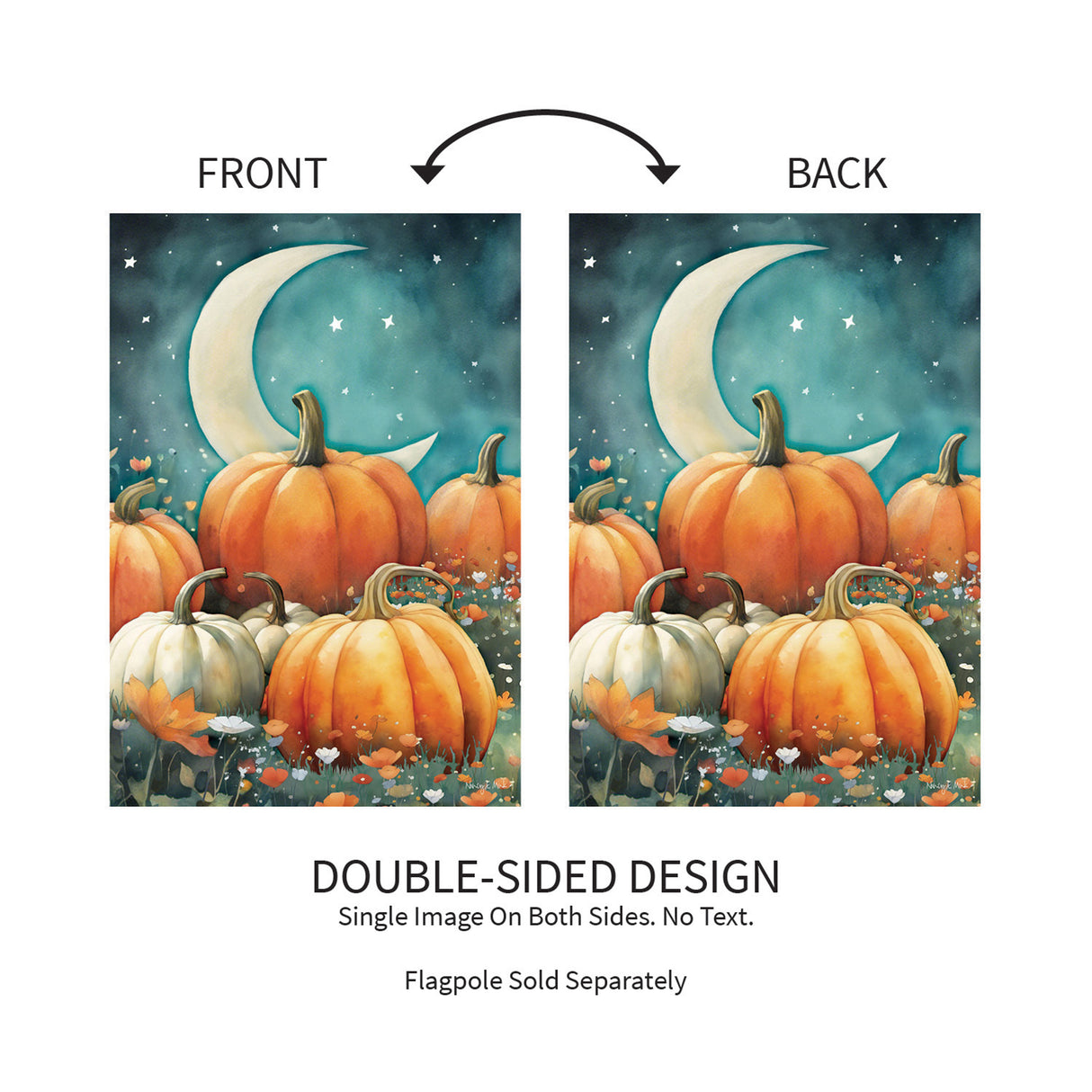 Watercolor Pumpkin Patch Suede Garden Flag