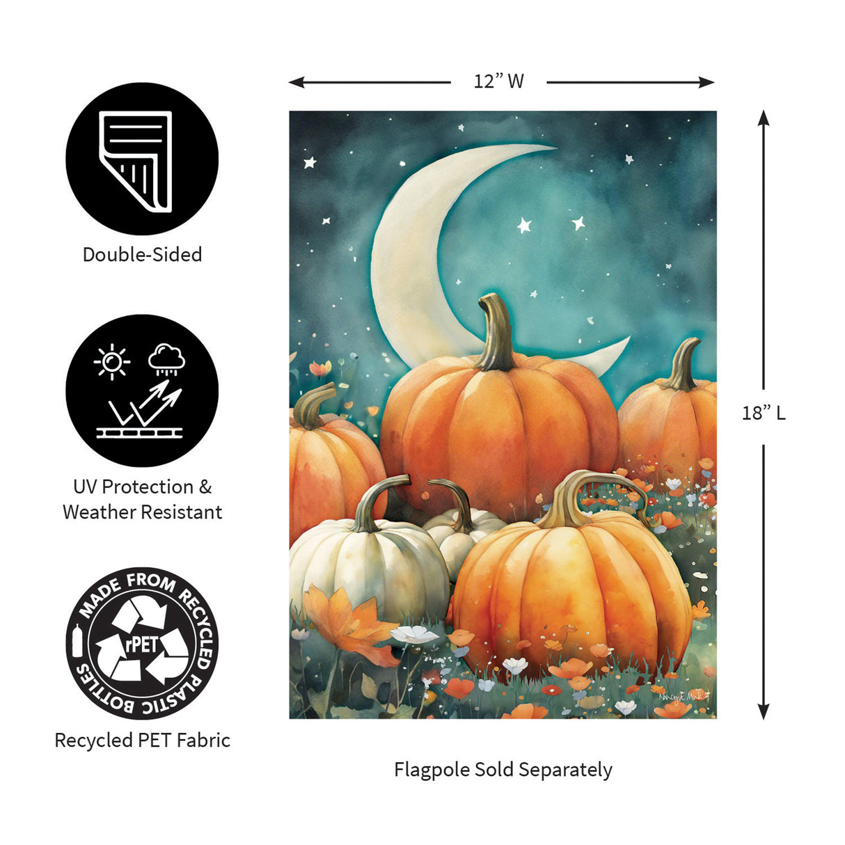 Watercolor Pumpkin Patch Suede Garden Flag