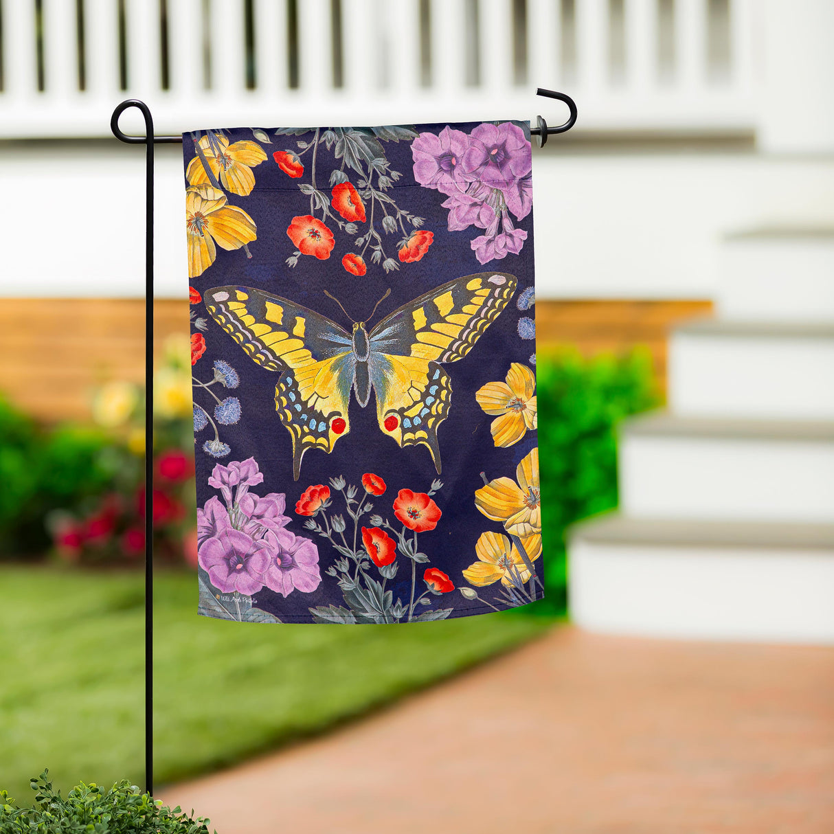 Butterfly Garden Suede Garden Flag