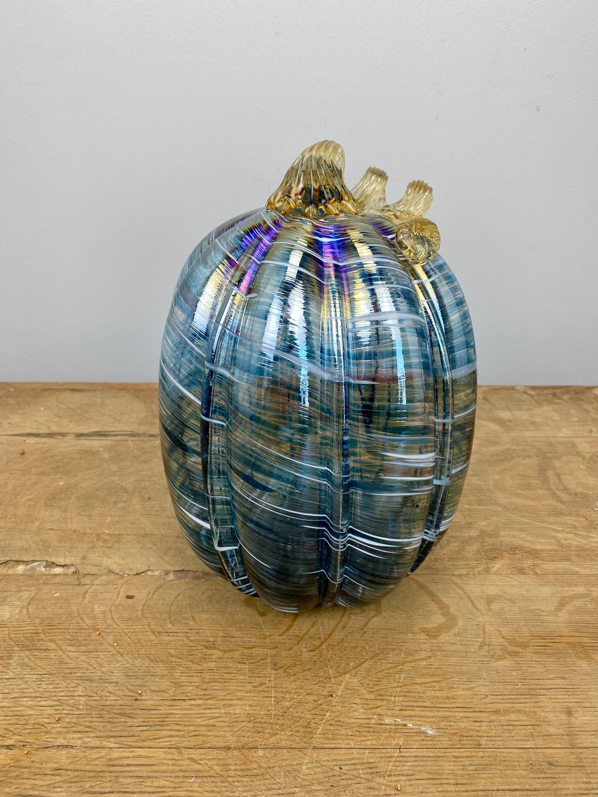 Blue Blown Glass Pumpkin - 4 Sizes