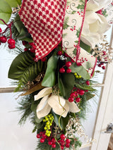 34" Magnolia Christmas Grace Teardrop Swag