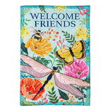 Greenhouse Garden Welcome Friends Applique Garden Flag