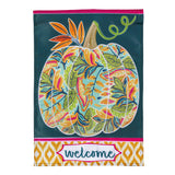 Jacobean Floral Pumpkin Applique Garden Flag