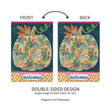 Jacobean Floral Pumpkin Applique Garden Flag