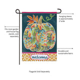 Jacobean Floral Pumpkin Applique Garden Flag