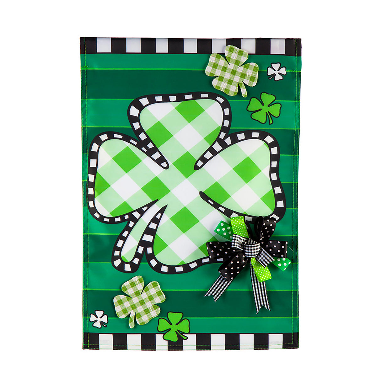 Check Clover Garden Applique Flag