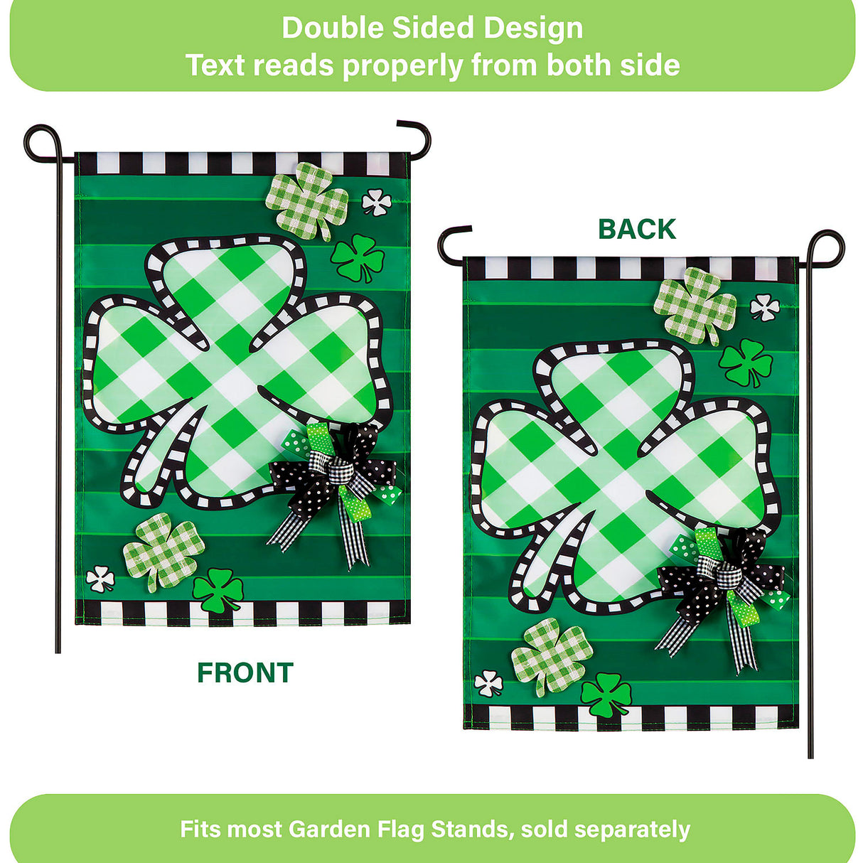 Check Clover Garden Applique Flag