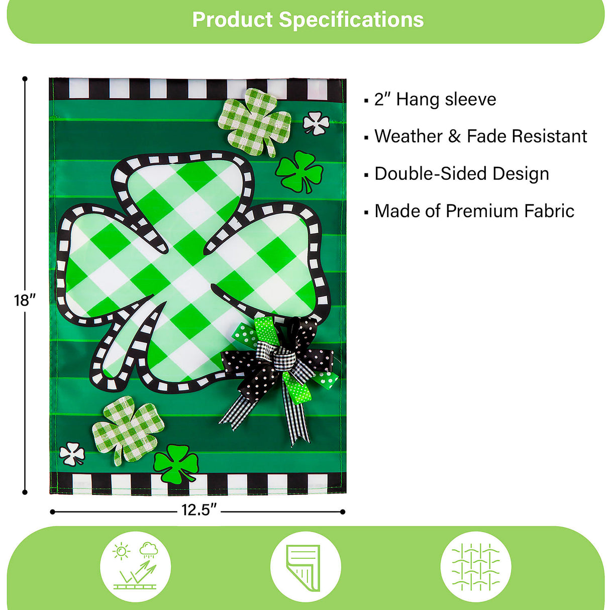 Check Clover Garden Applique Flag