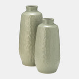 Large Cucumber Ceramic Carved Vase