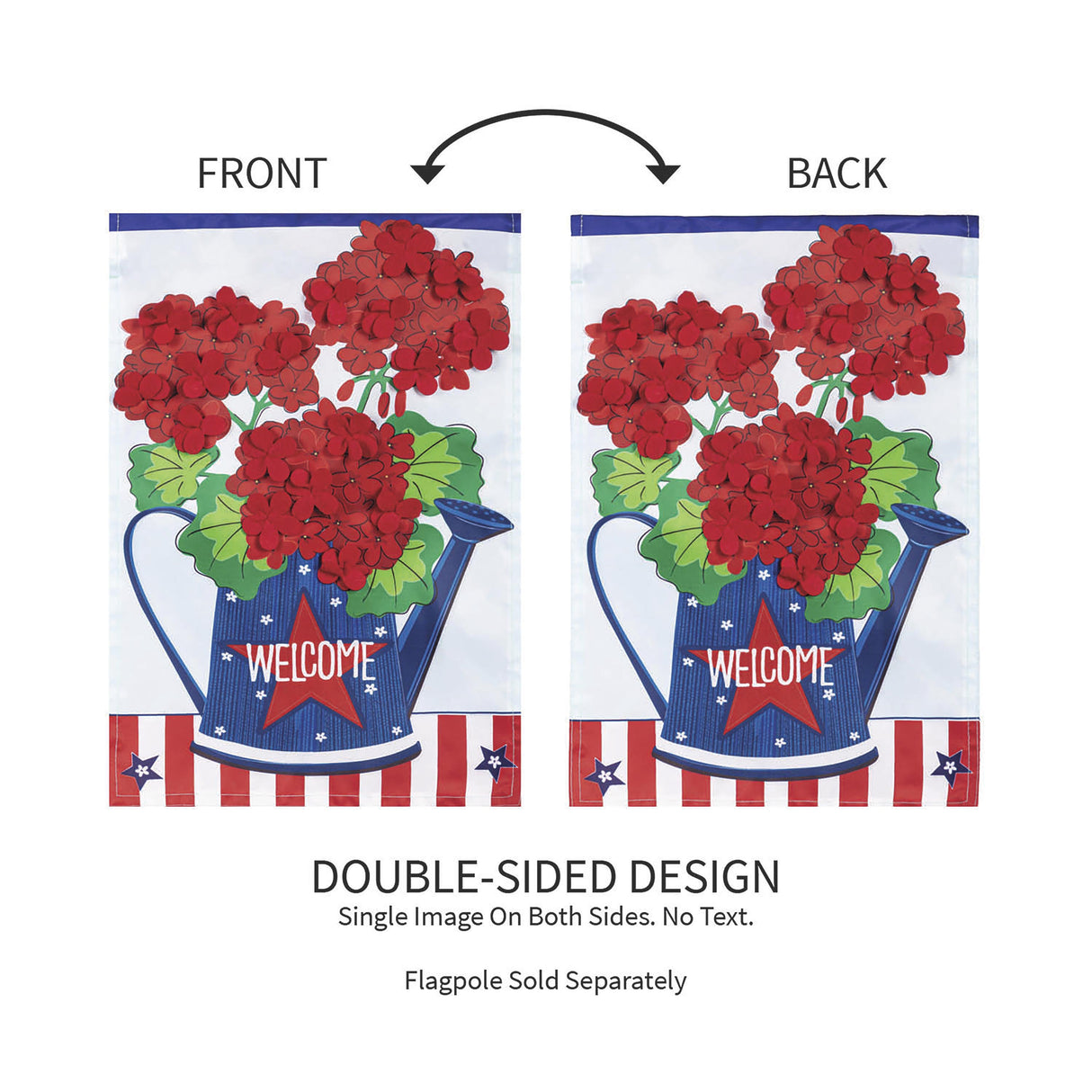 Patriotic Geraniums  Applique Garden Flag