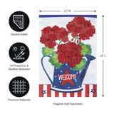 Patriotic Geraniums  Applique Garden Flag