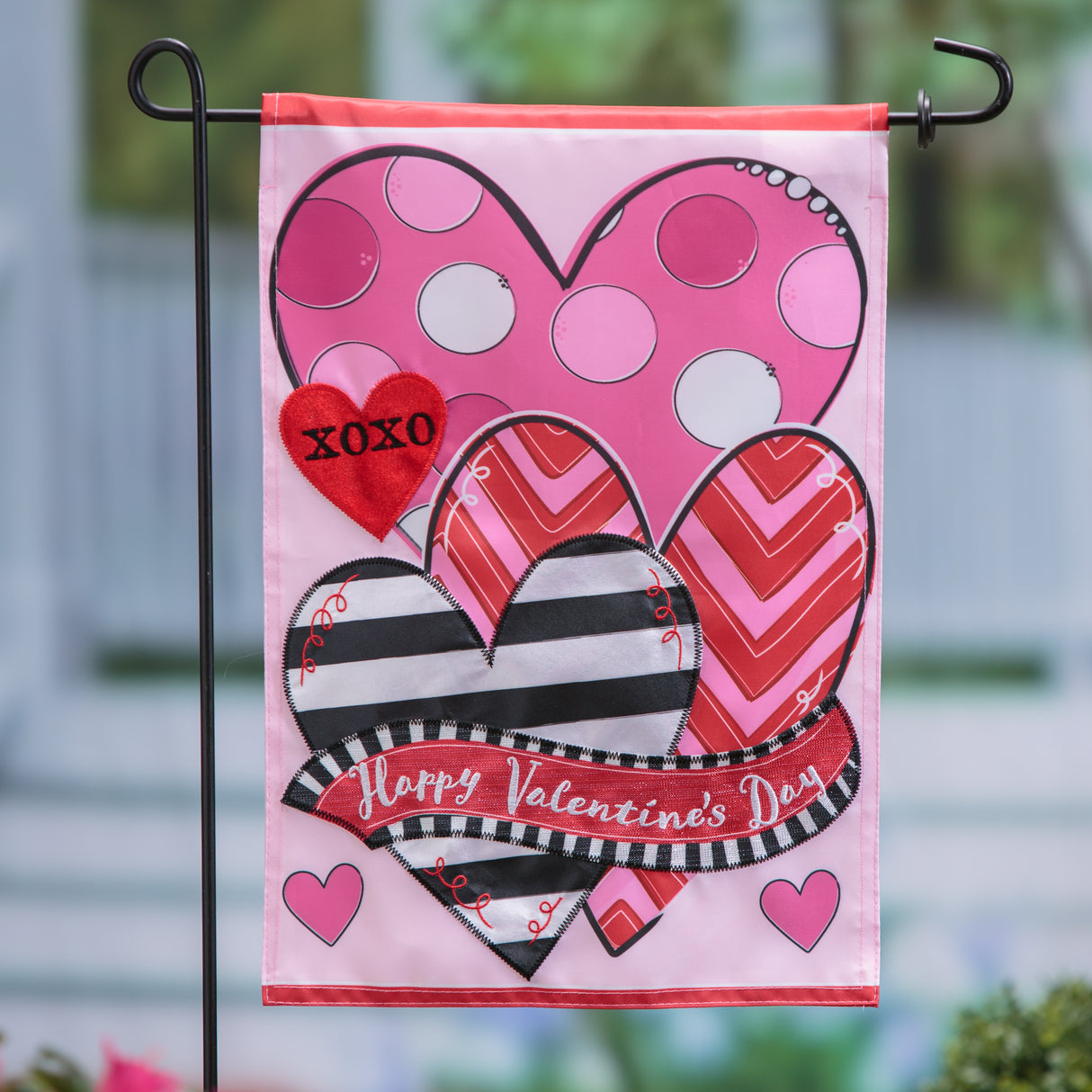 Happy Valentine's Day Sweethearts Applique Garden Flag