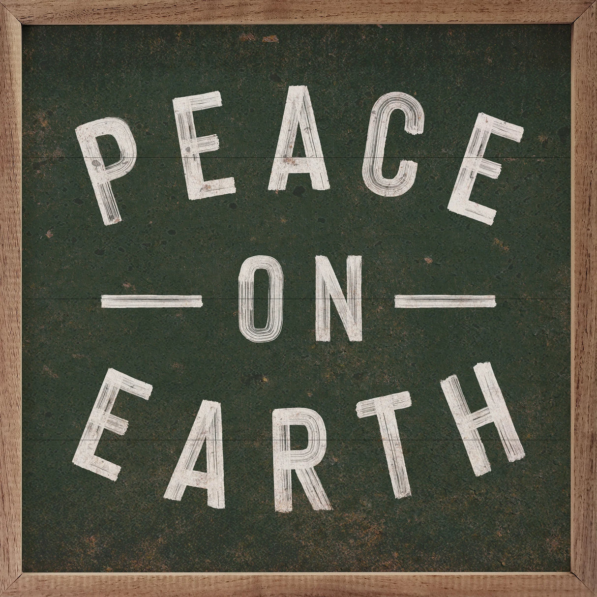 Peace On Earth Lines Green Wood Art