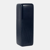 Large Navy Squared Grooved Vase