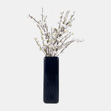 Large Navy Squared Grooved Vase