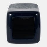 Small Navy Squared Grooved Vase