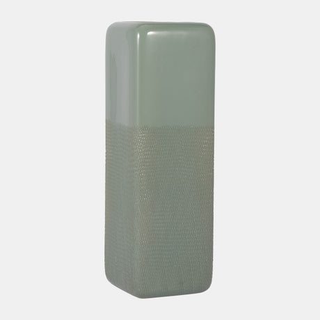 Large Cucumber Squared Grooved Vase