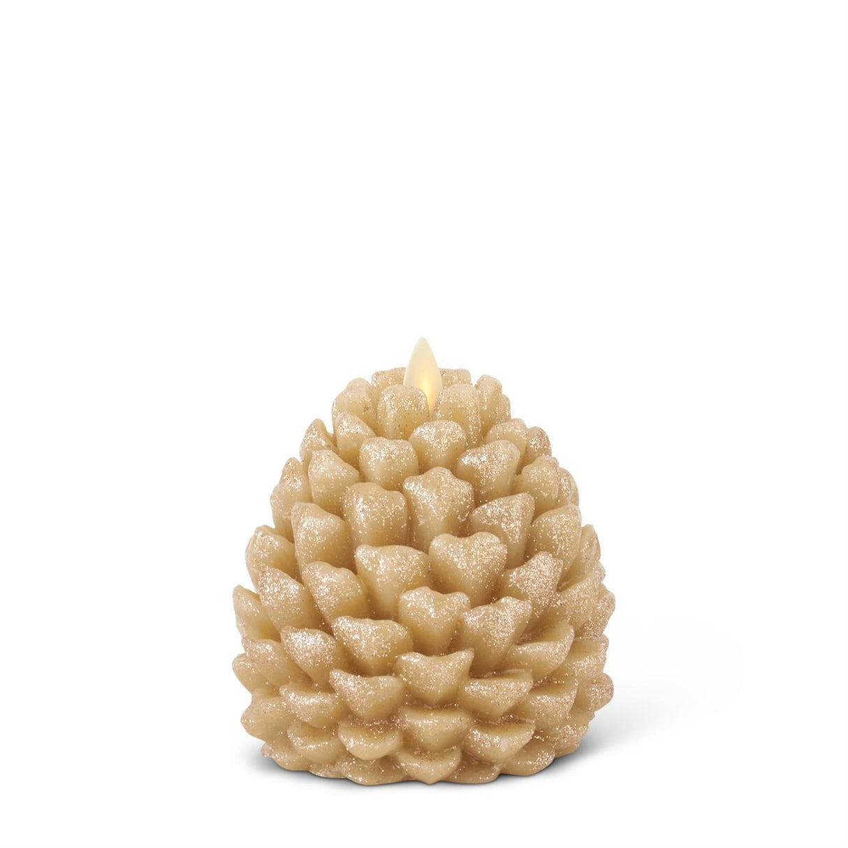 4.5" Gold LED Glittered Pinecone Candle