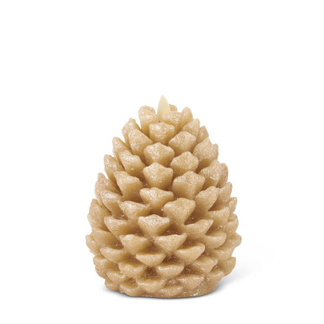 6.5" Gold Wax Glittered Pinecone Candle