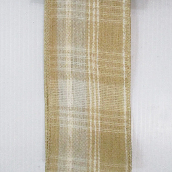 2.5" Soft Natural Plaid Ribbon Bolt