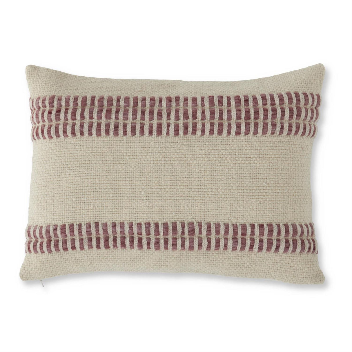 Lumbar Coral Wool Blend Woven Pillow