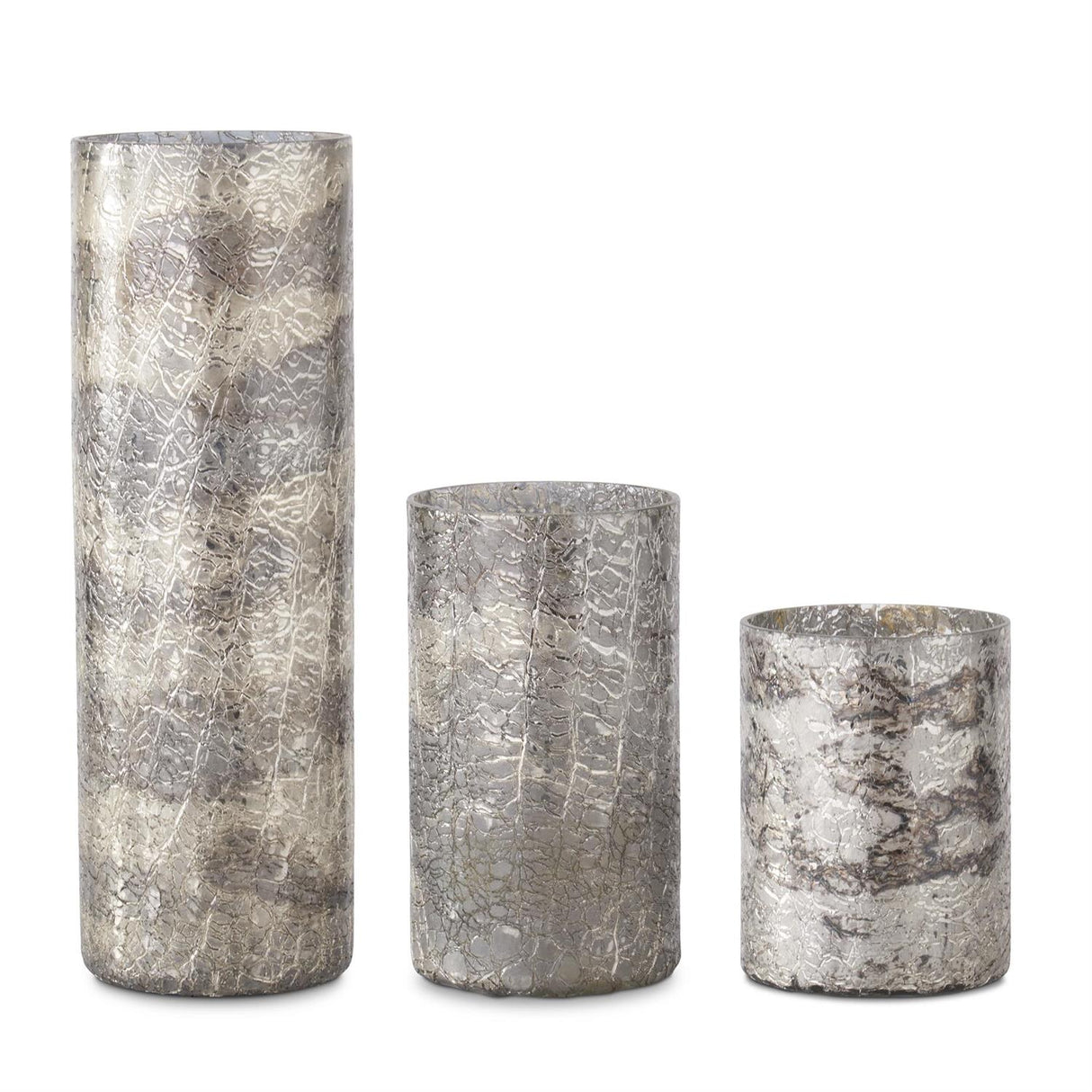 Silver Crackled Glass Vases -3 Sizes