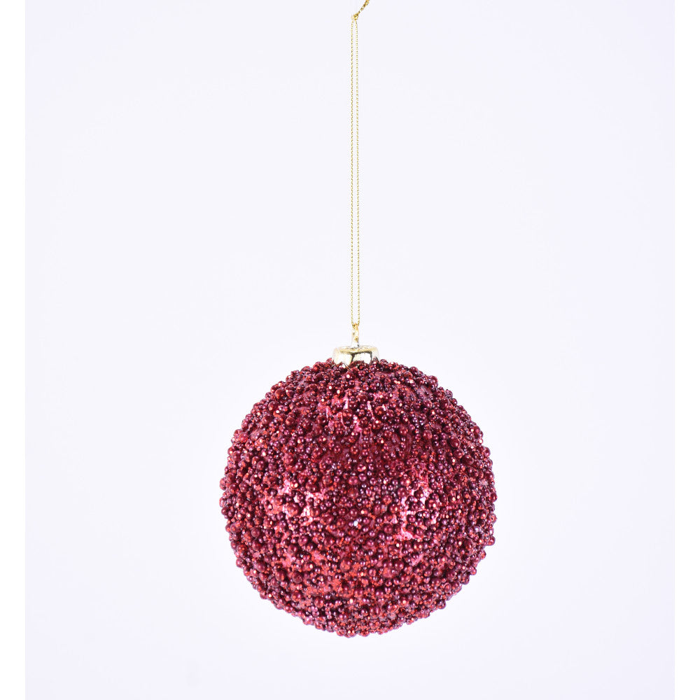 Red Beaded Ball Ornament