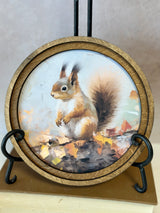 8" Round Fall Squirrel Art