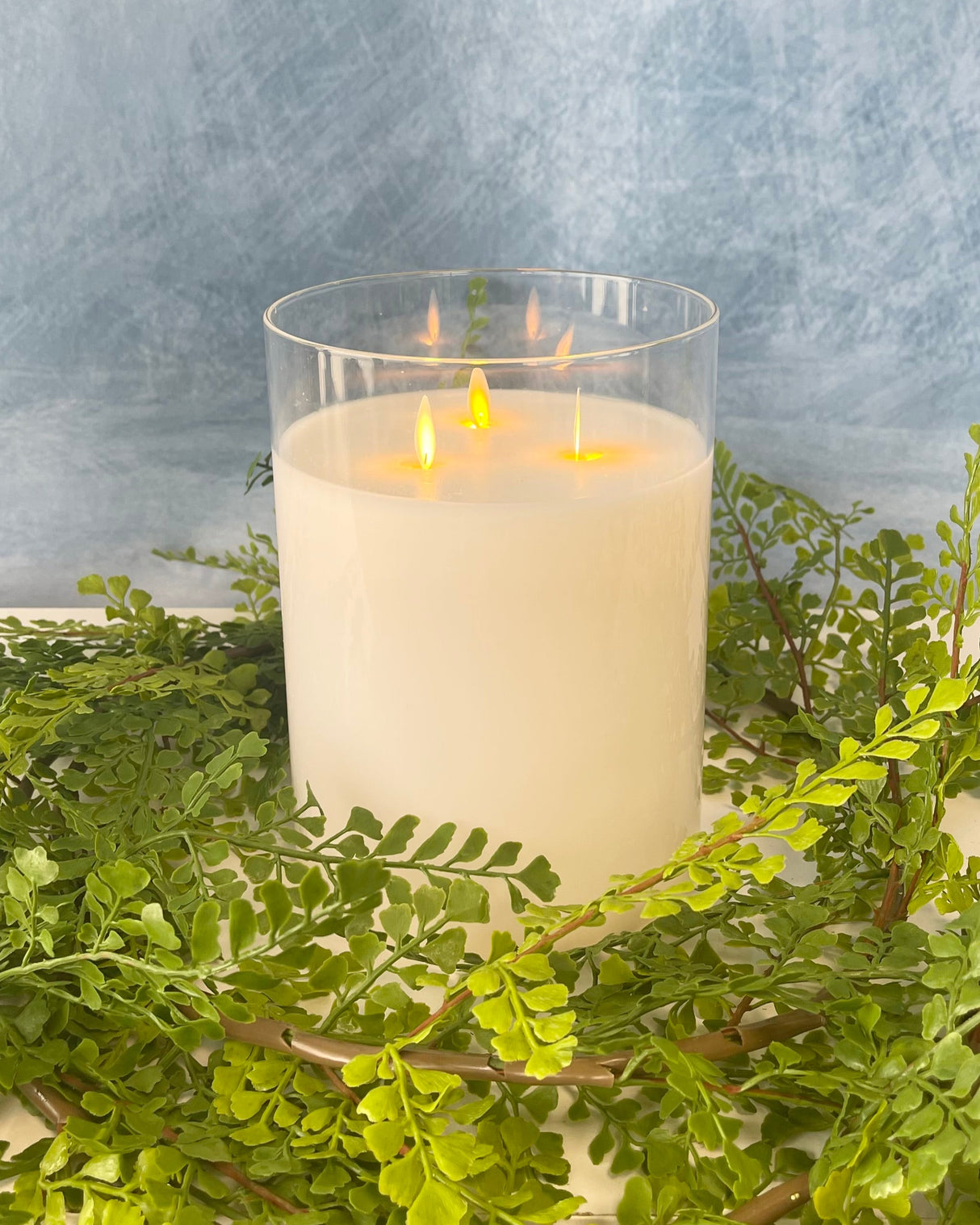 Cream 3-Wick 6x8" LED Candle