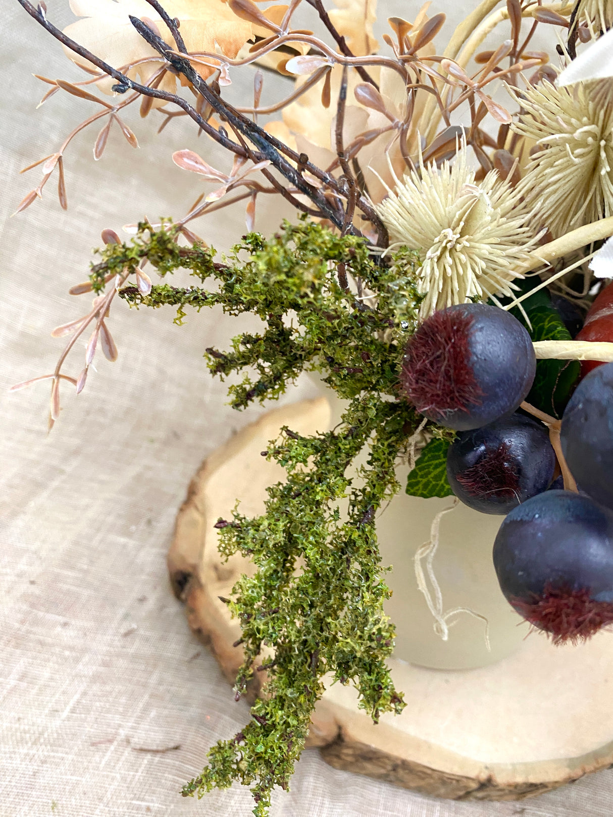 13" Thistles and Pumpkin Centerpiece