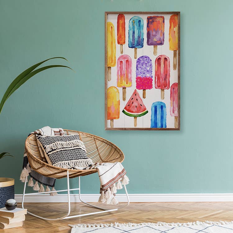 24" Colorful Popsicles Wood Art