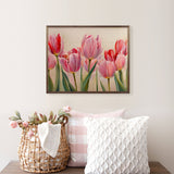 20" Pink Tulips White Wood Art