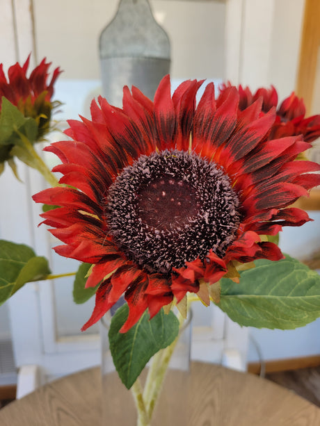 New Bloom Red Sunflower Spray