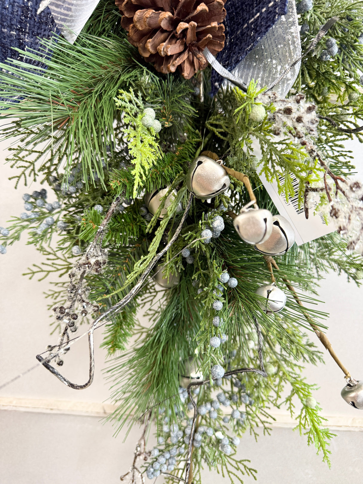 28" Silver Bells Door Swag