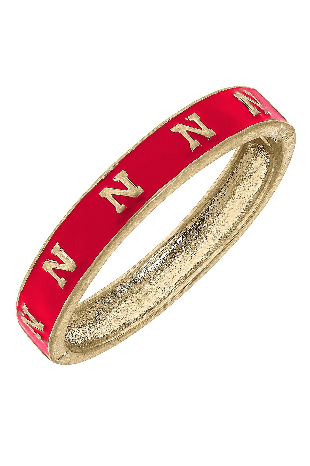 Nebraska Huskers Enamel Logo Hinge Bangle in Red