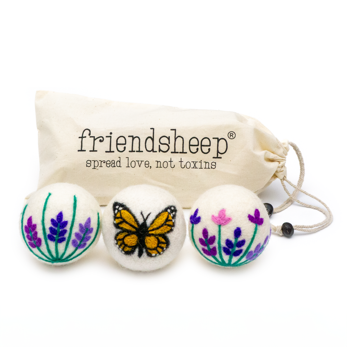 Butterfly & Lavender Eco Wool Dryer Ball Set